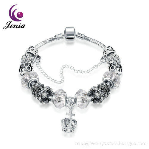 Jenia Simple Fashion shape Chain Solid Silver Plated Women Hollow Bracelet